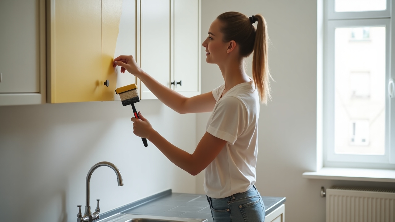 Покраска маленькой кухни